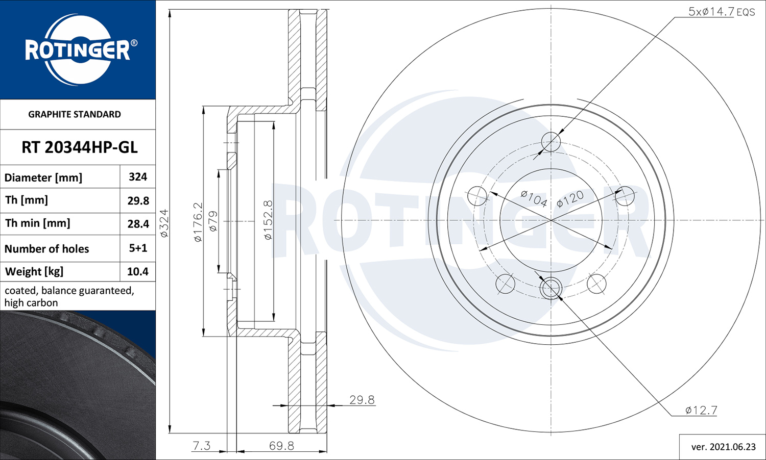 ROTINGER RT20344HP-GL_ROT Féktárcsa, mind